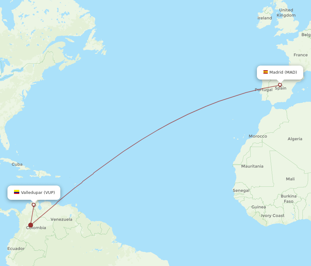 MAD-VUP flight routes