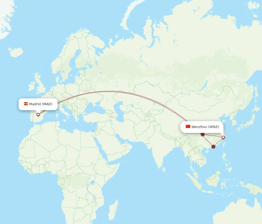 MAD to WNZ flights and routes map