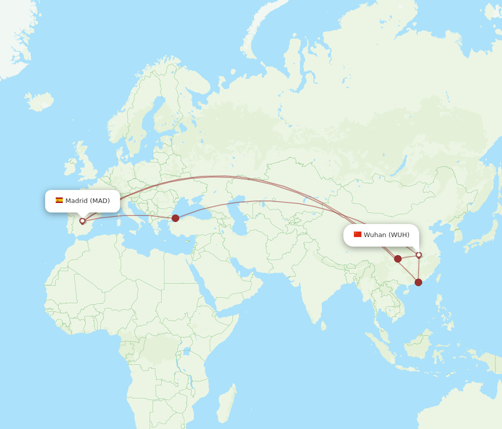 MAD-WUH flight routes