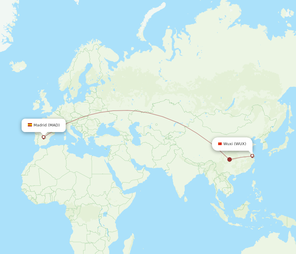 MAD-WUX flight routes