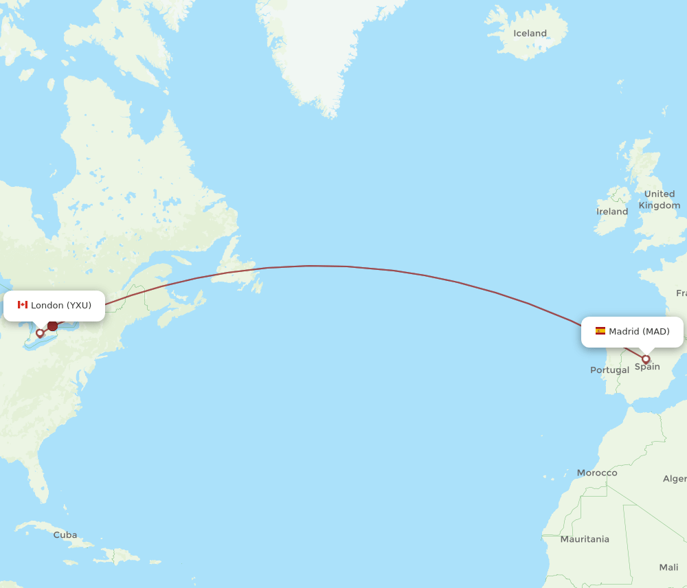 MAD-YXU flight routes
