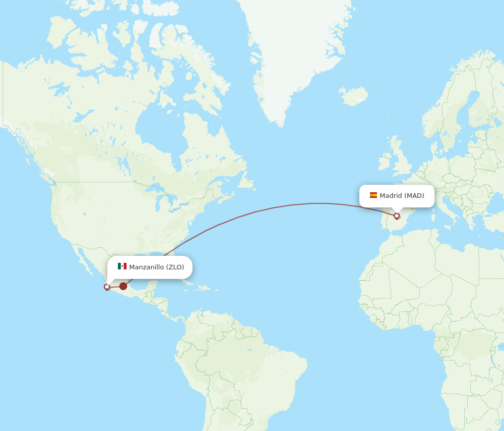 MAD to ZLO flights and routes map