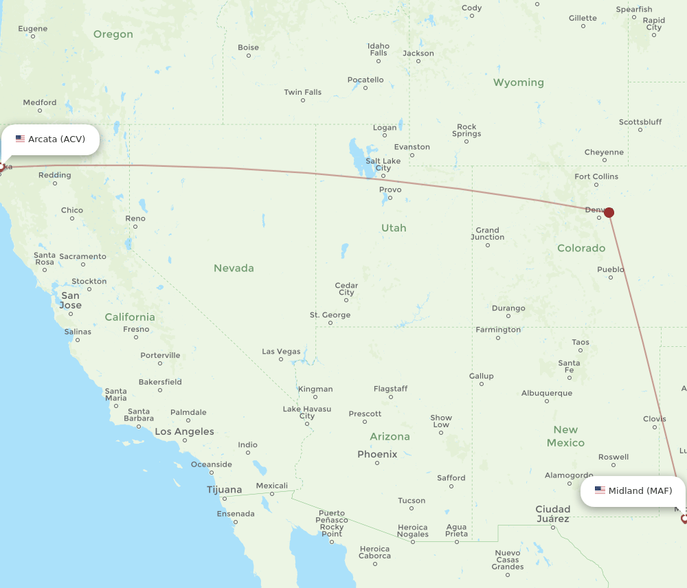 MAF-ACV flight routes