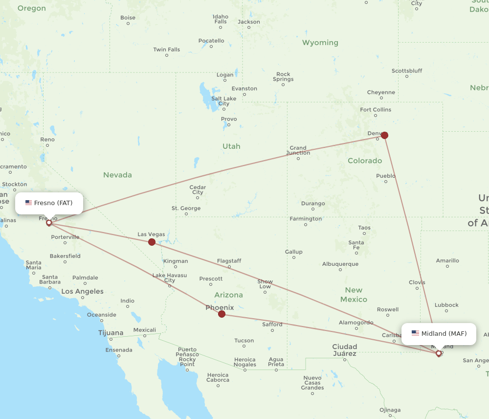 MAF-FAT flight routes