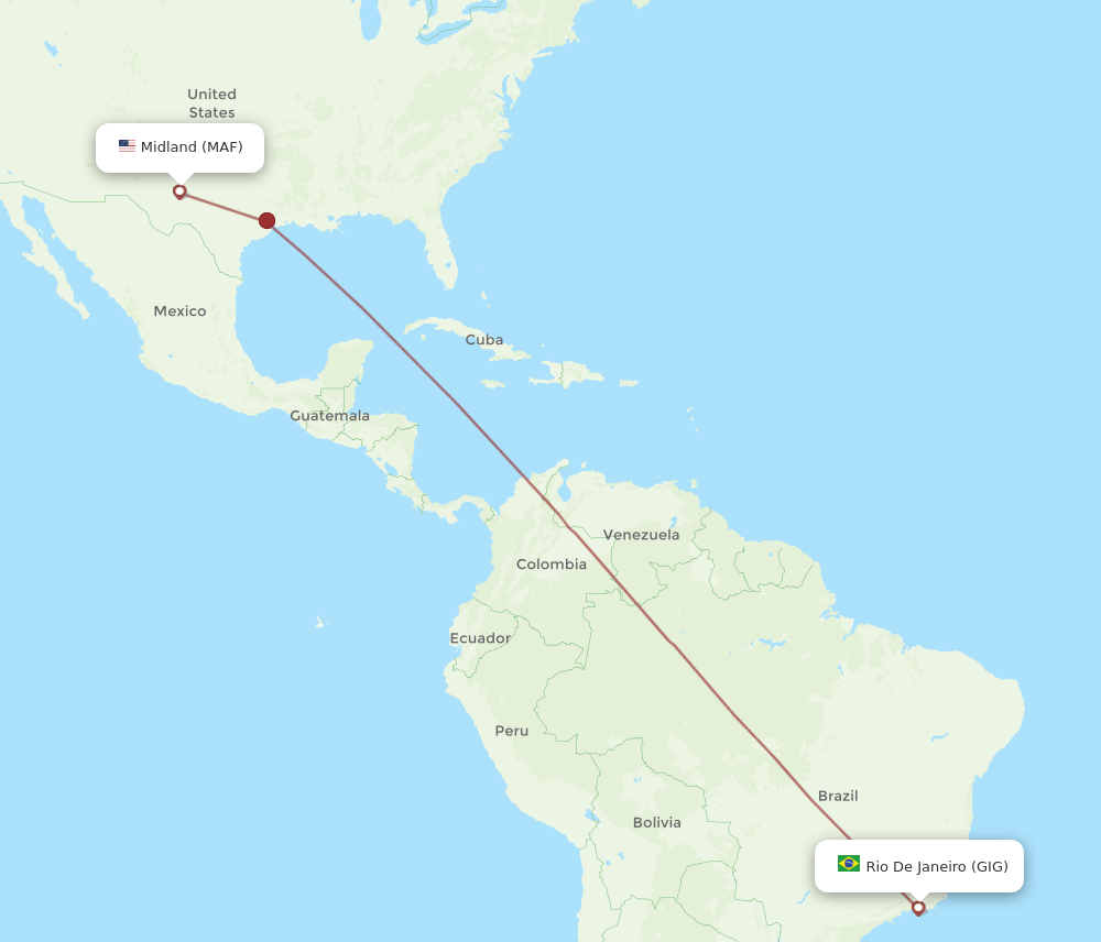 MAF to GIG flights and routes map