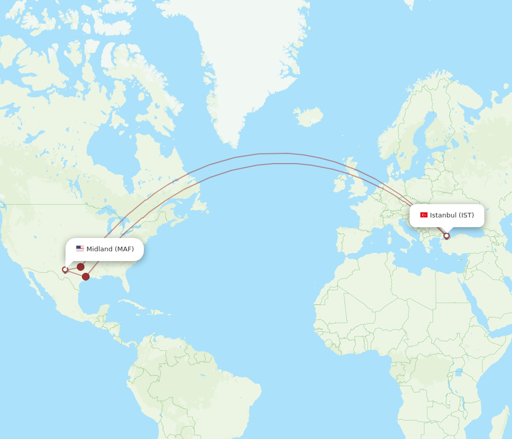 MAF-IST flight routes
