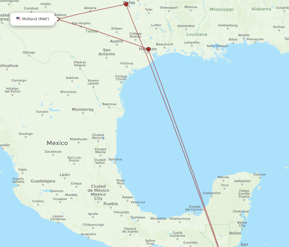 MAF-SAL flight routes