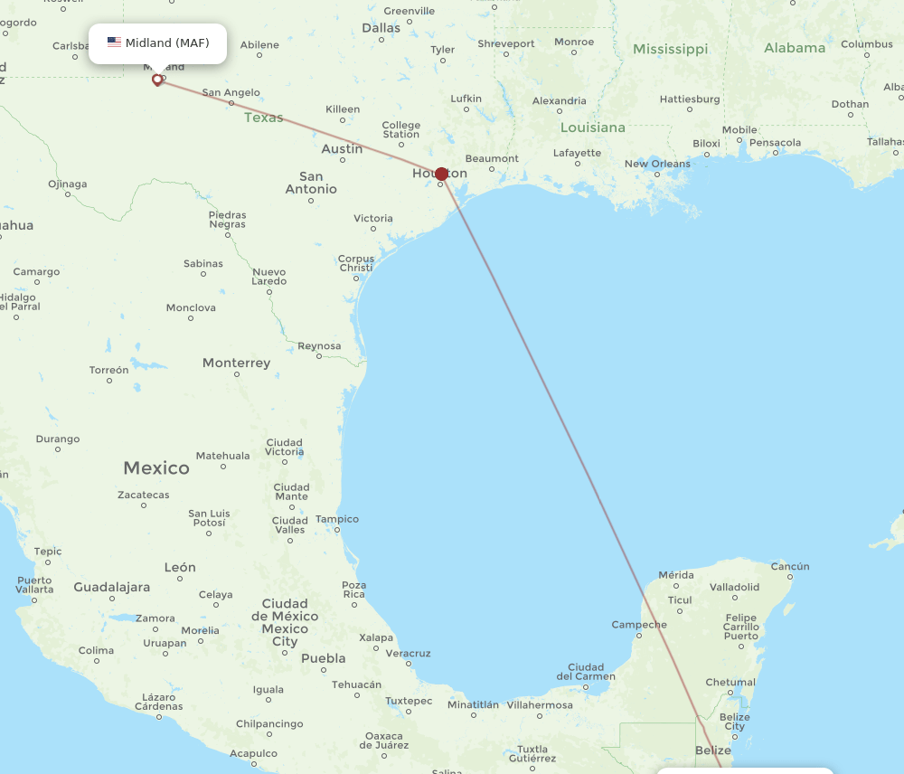 MAF-SAP flight routes