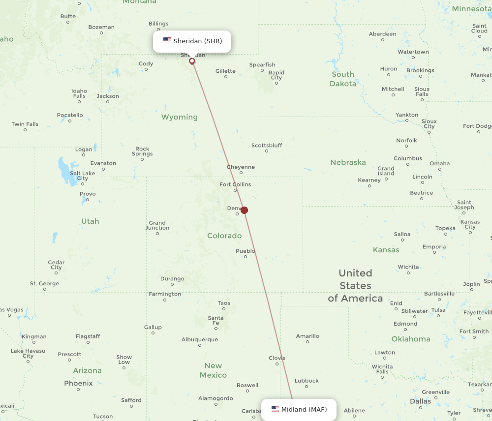 MAF-SHR flight routes