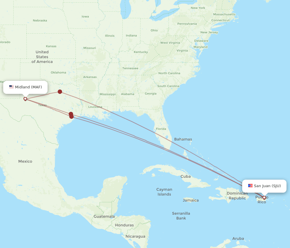 MAF-SJU flight routes