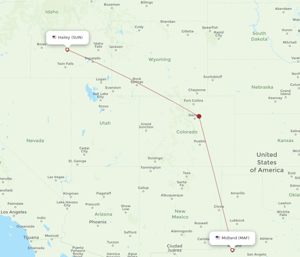 MAF-SUN flight routes