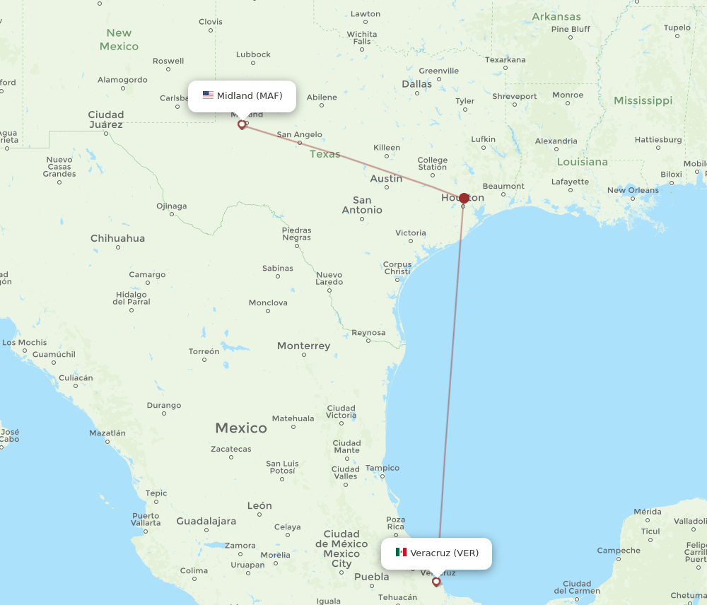 MAF-VER flight routes