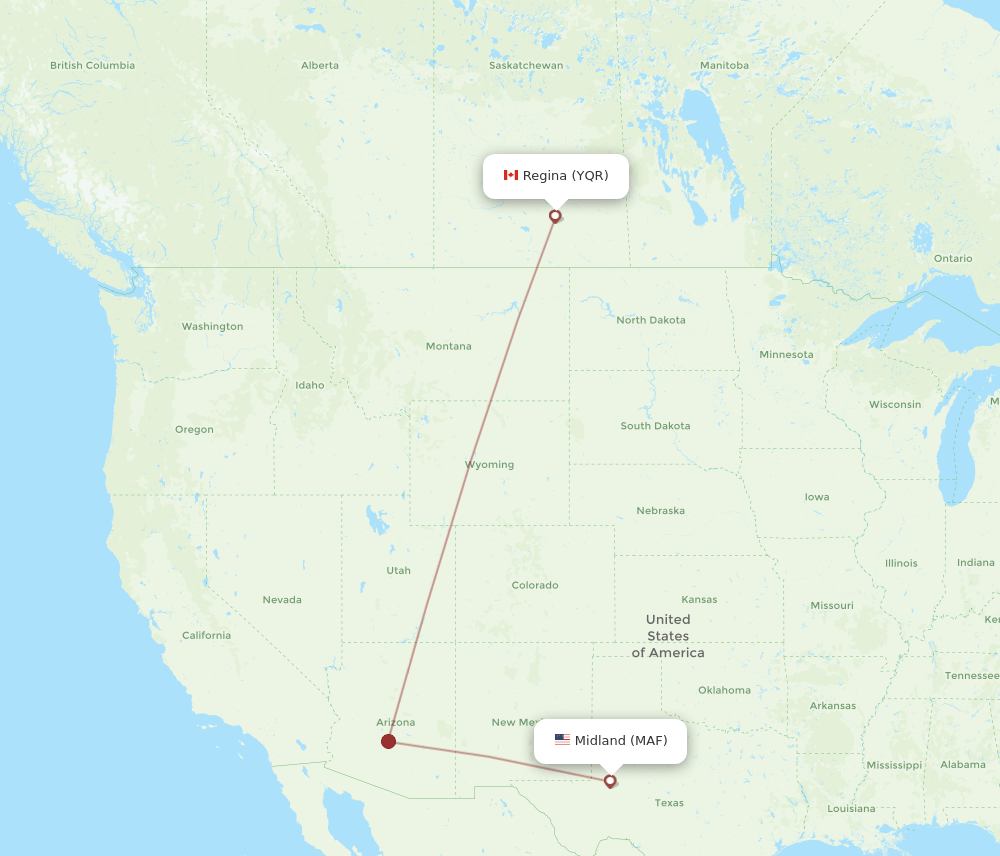 MAF-YQR flight routes