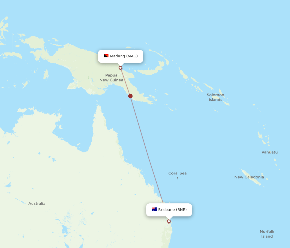 MAG-BNE flight routes