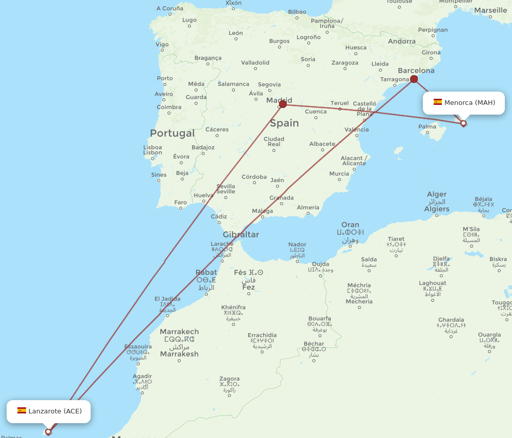 MAH-ACE flight routes