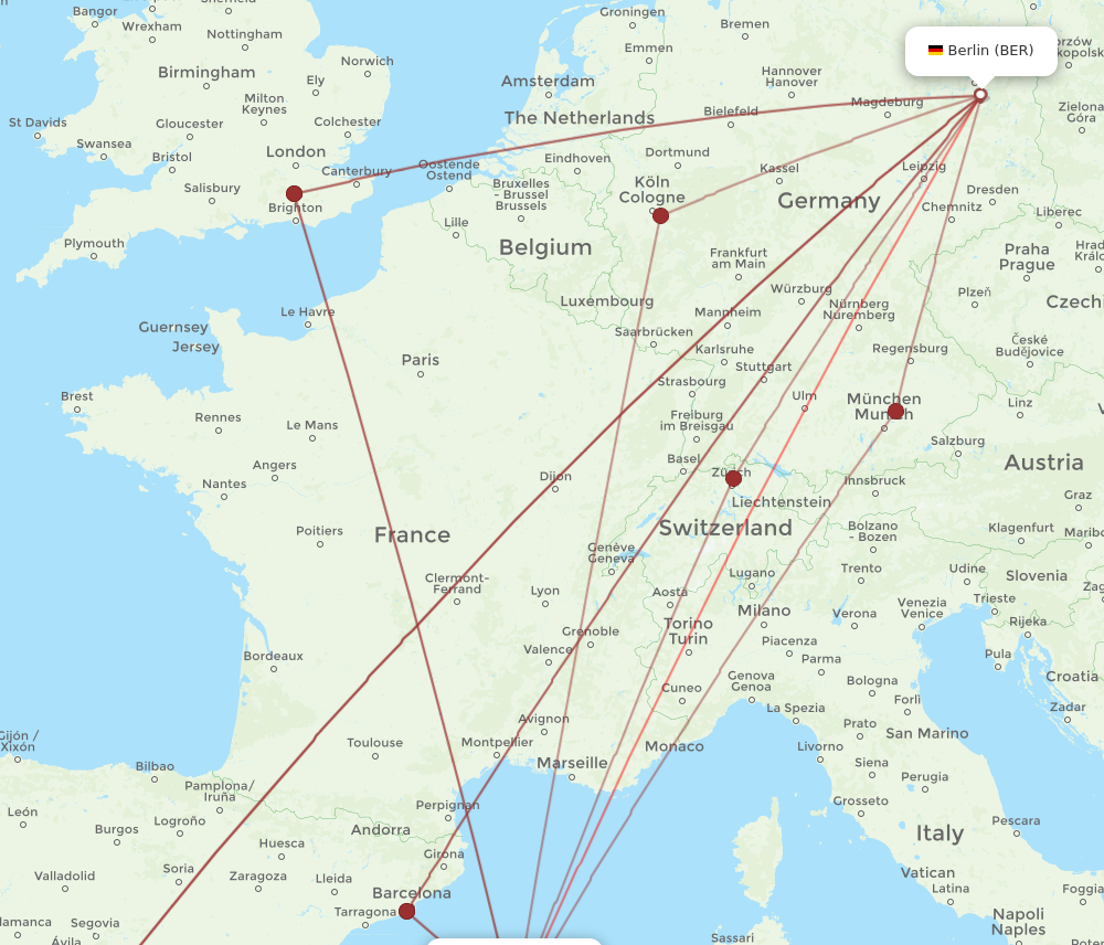 MAH to BER flights and routes map