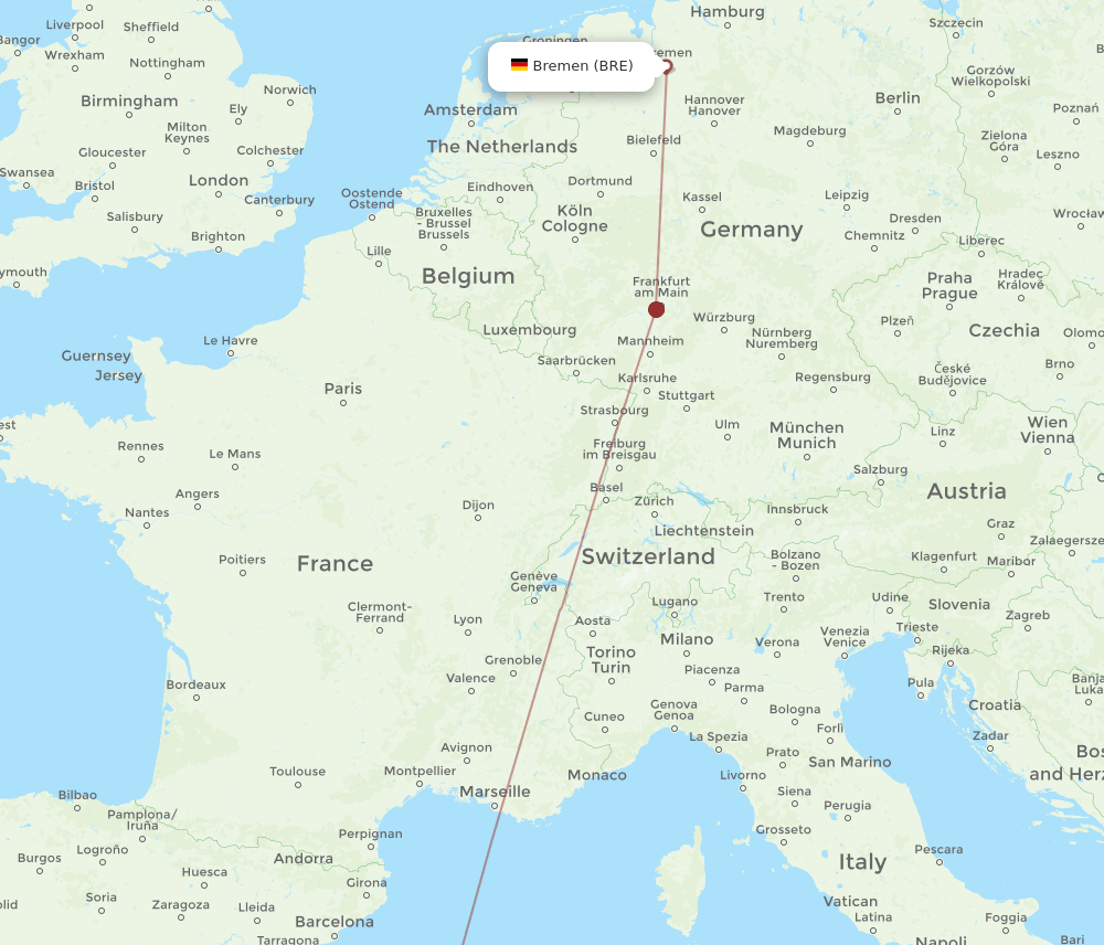 MAH-BRE flight routes