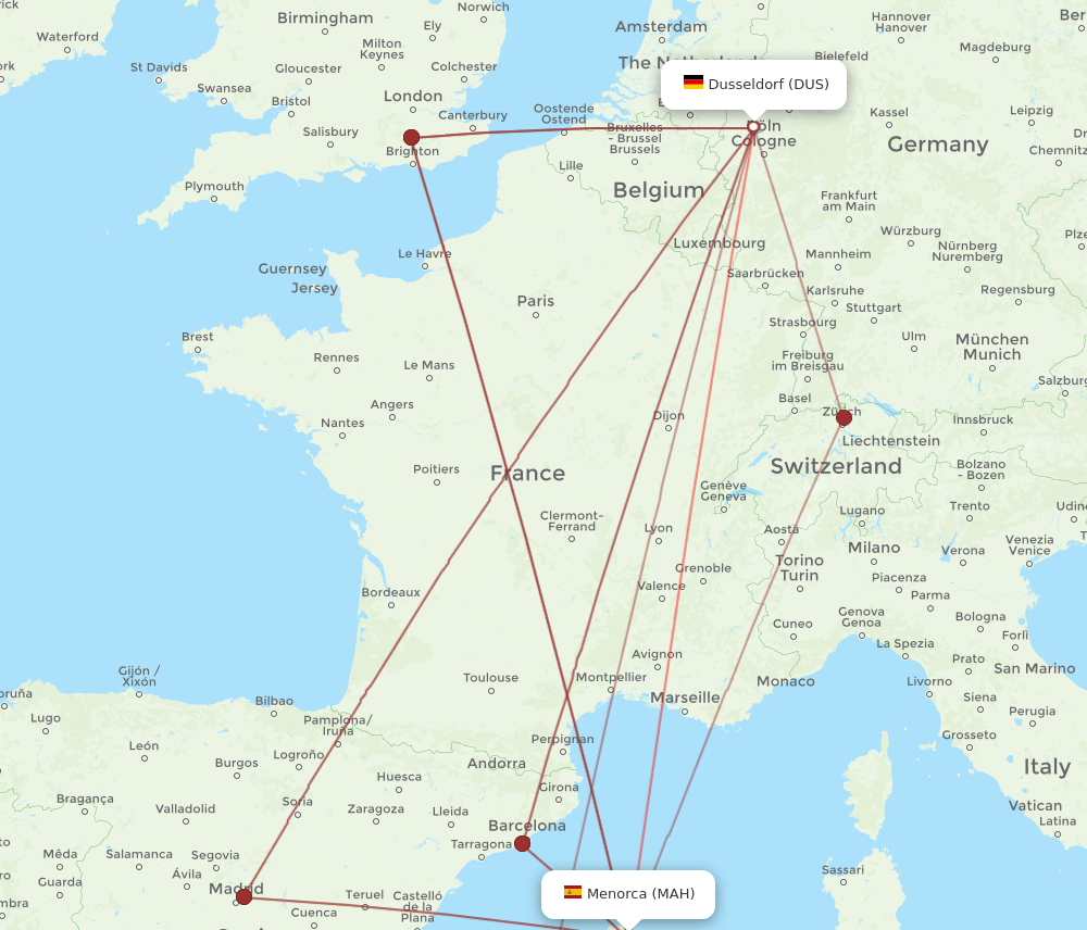 MAH-DUS flight routes