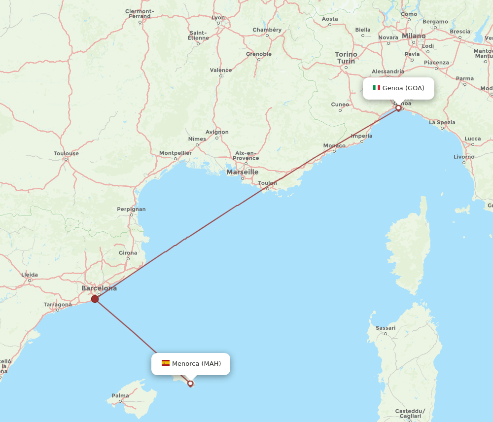 MAH-GOA flight routes