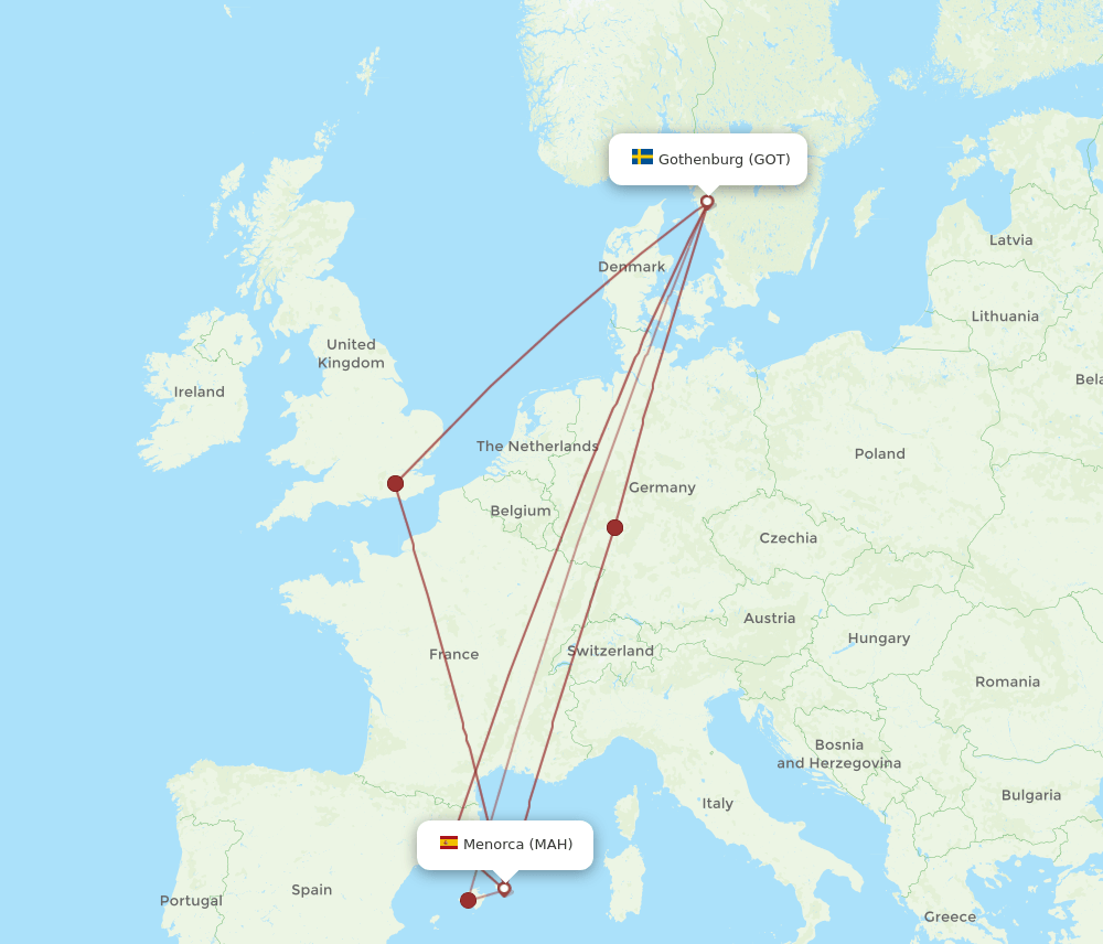 MAH-GOT flight routes