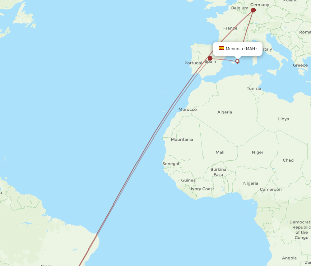 MAH-GRU flight routes
