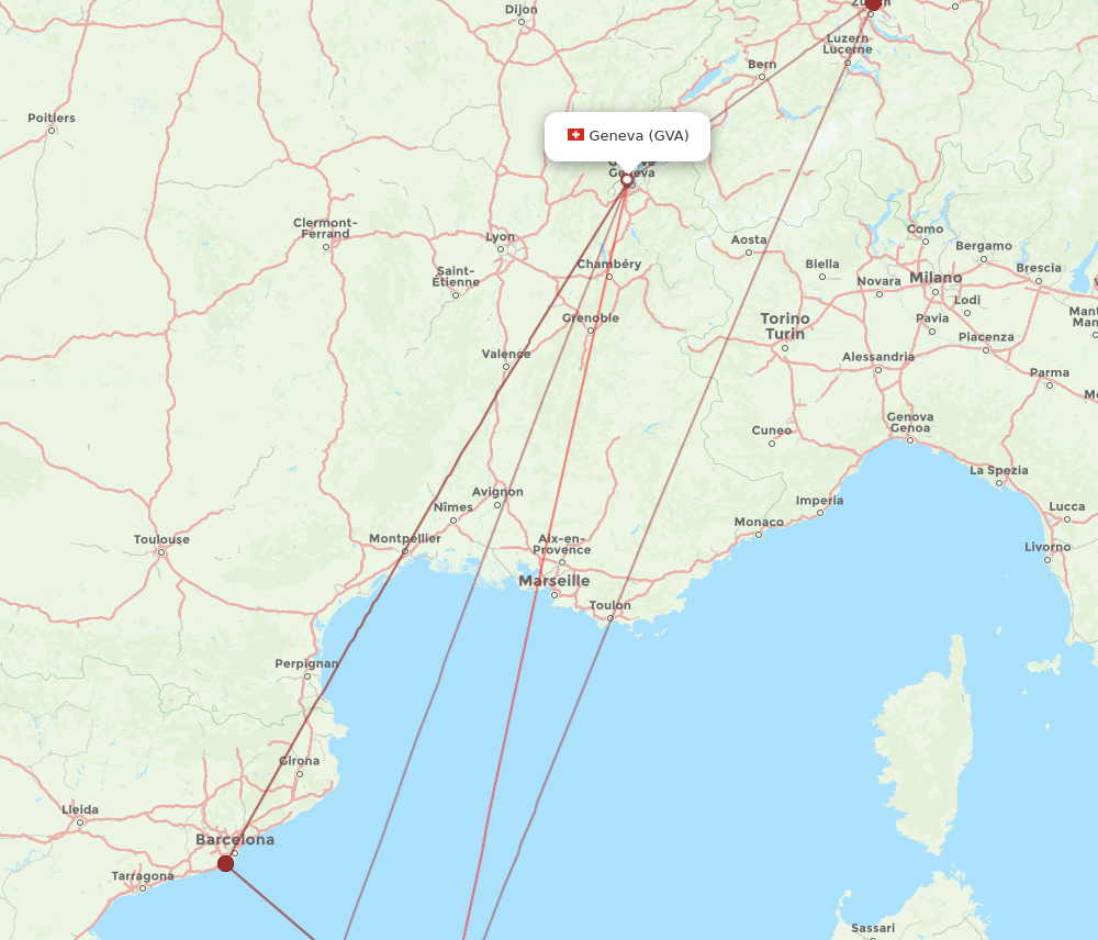 MAH-GVA flight routes