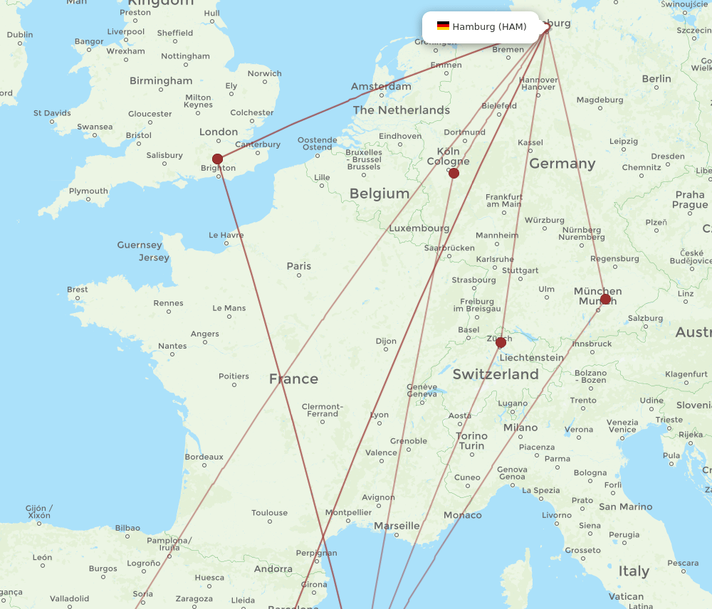 MAH-HAM flight routes