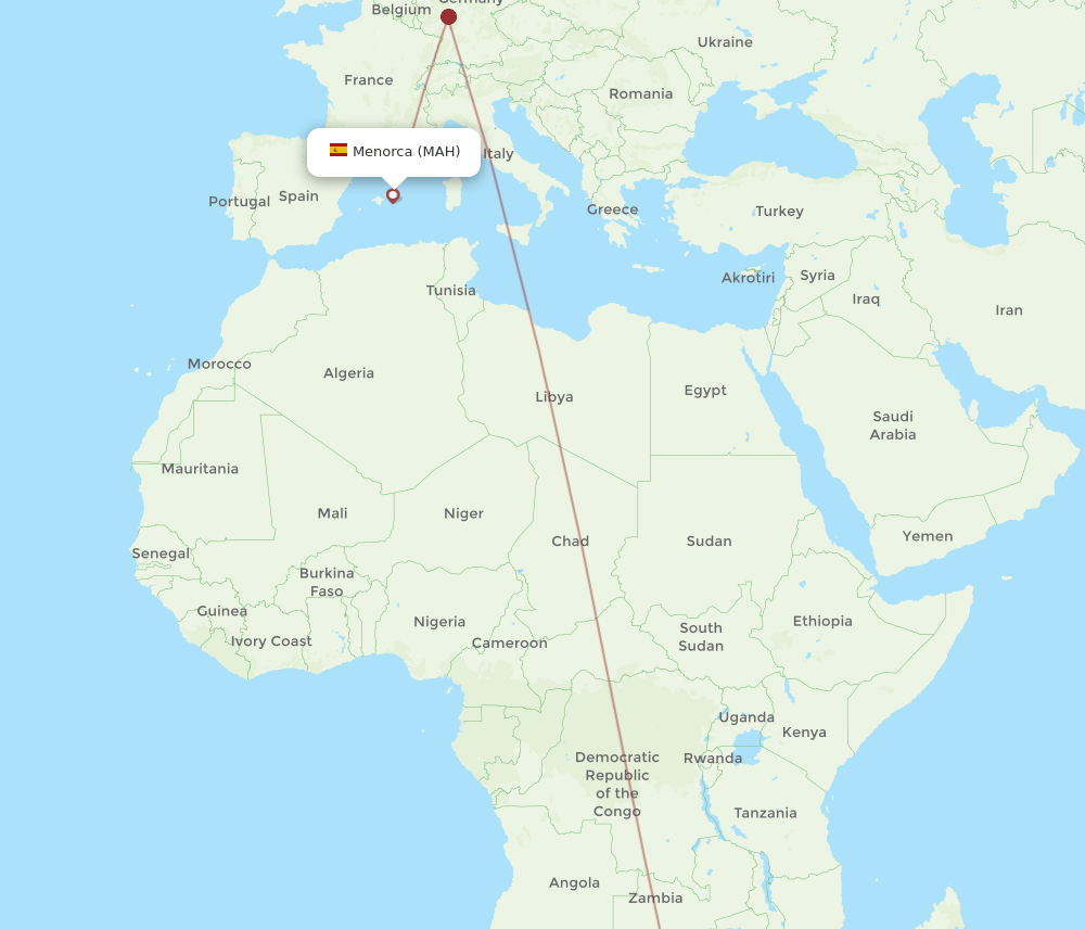 MAH-JNB flight routes
