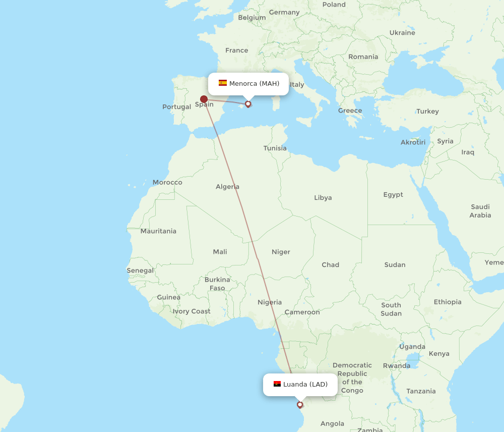 MAH-LAD flight routes