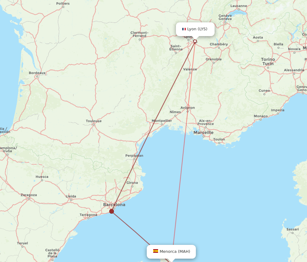 MAH-LYS flight routes