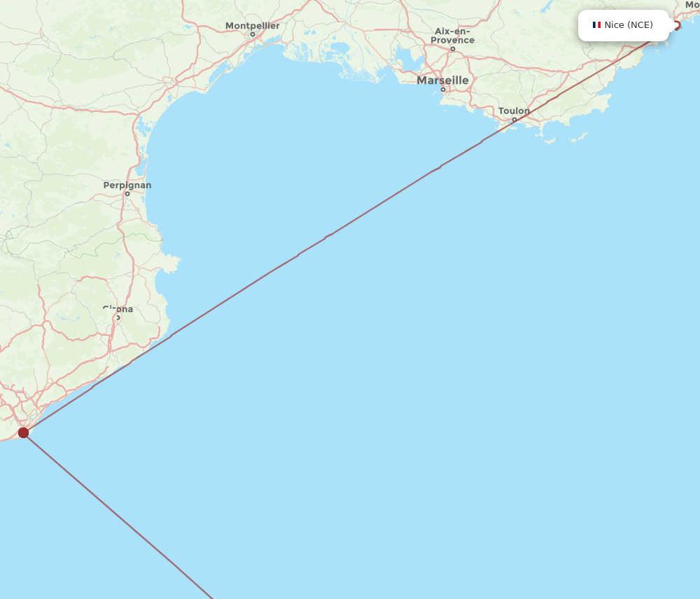MAH-NCE flight routes
