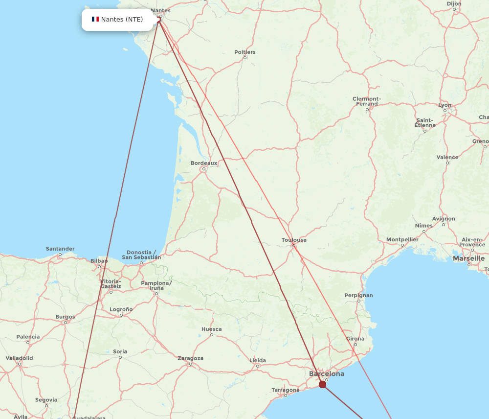 MAH-NTE flight routes