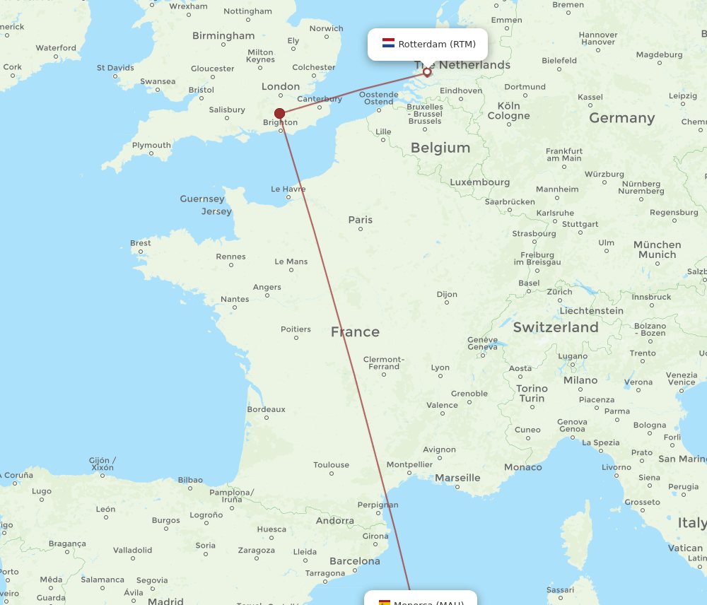 MAH-RTM flight routes