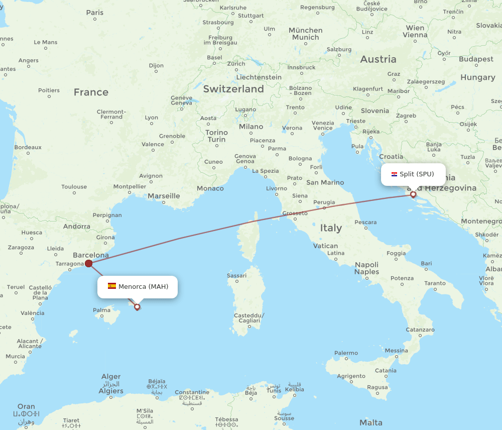 MAH-SPU flight routes