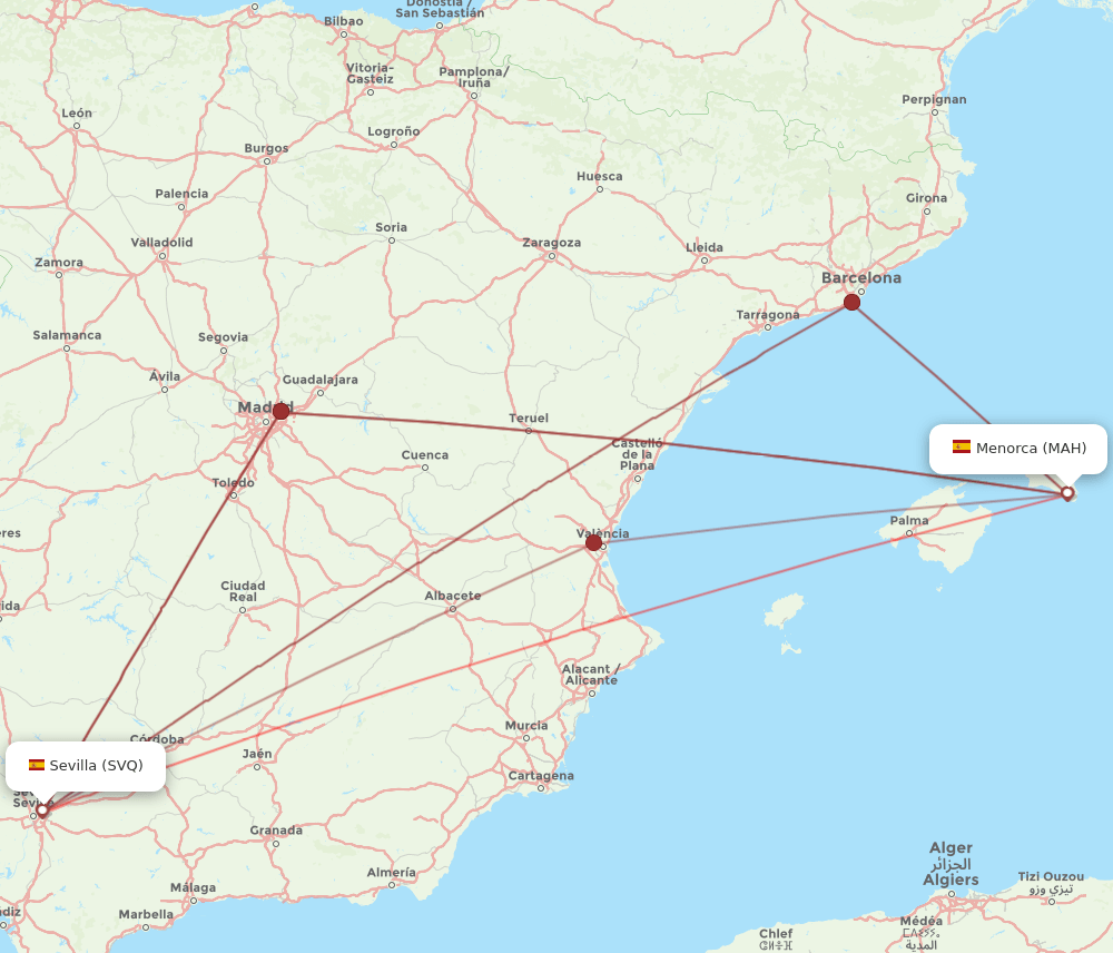 MAH-SVQ flight routes