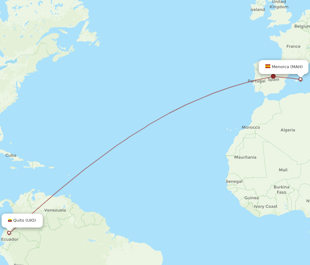 MAH-UIO flight routes