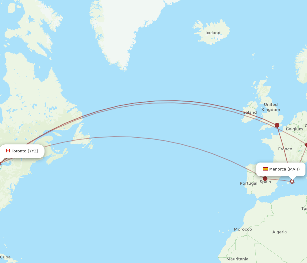 MAH-YYZ flight routes