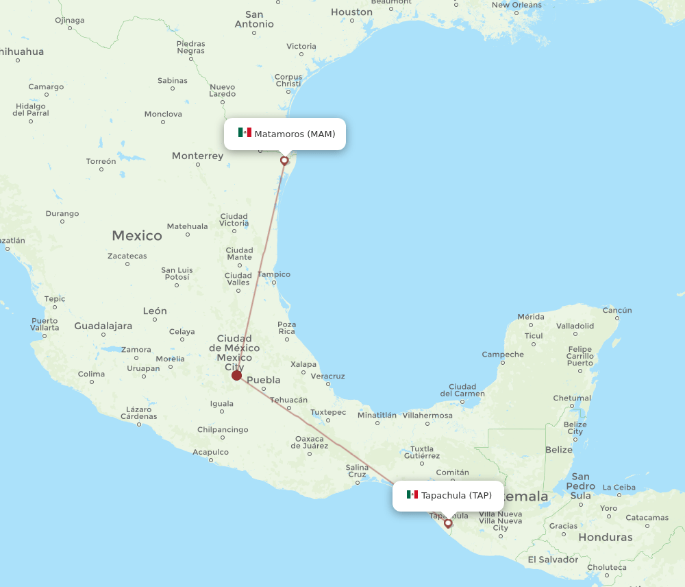 TAP to MAM flights and routes map