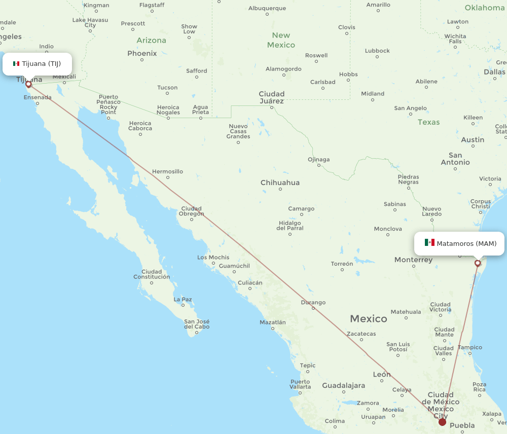 MAM to TIJ flights and routes map