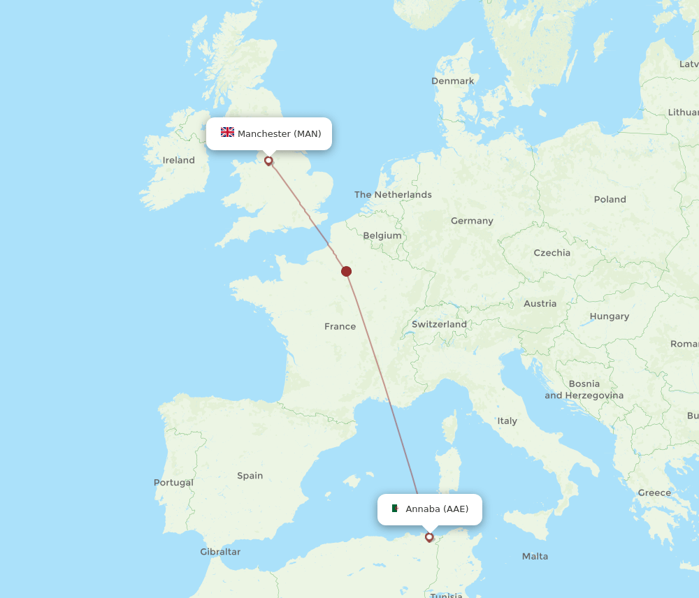 MAN-AAE flight routes