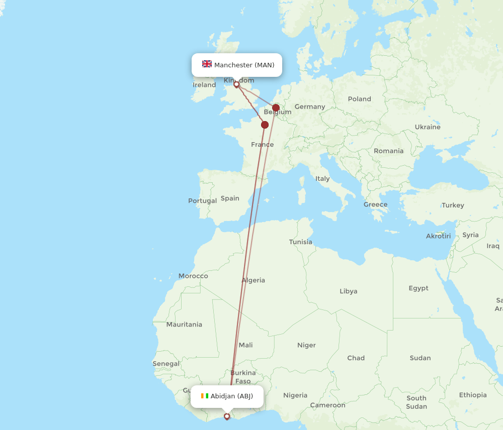 MAN-ABJ flight routes