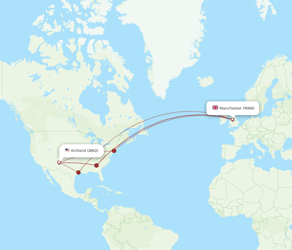MAN-ABQ flight routes