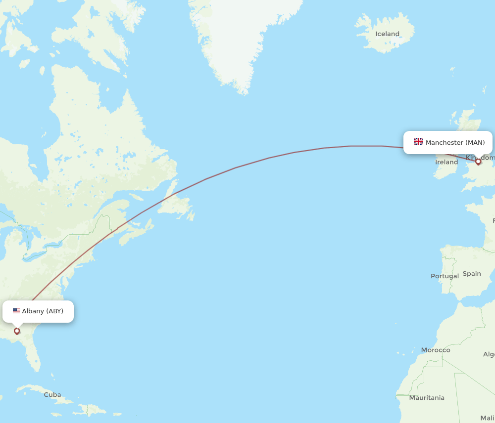 MAN-ABY flight routes