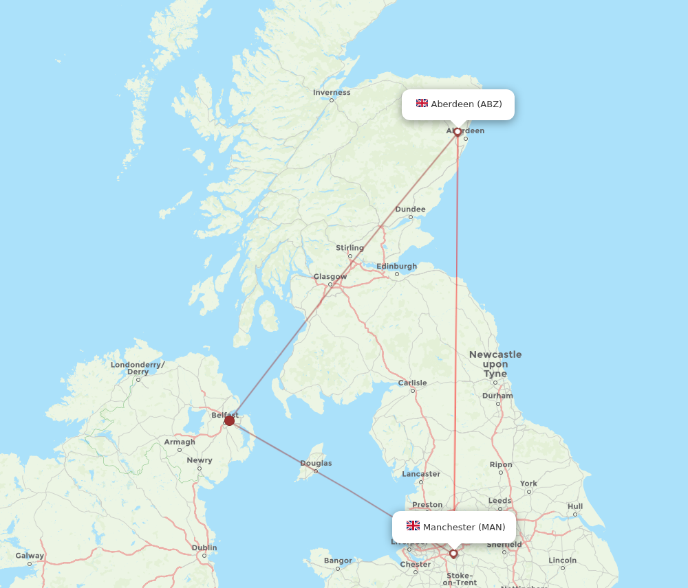 MAN to ABZ flights and routes map