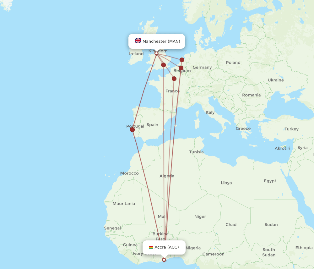 MAN-ACC flight routes