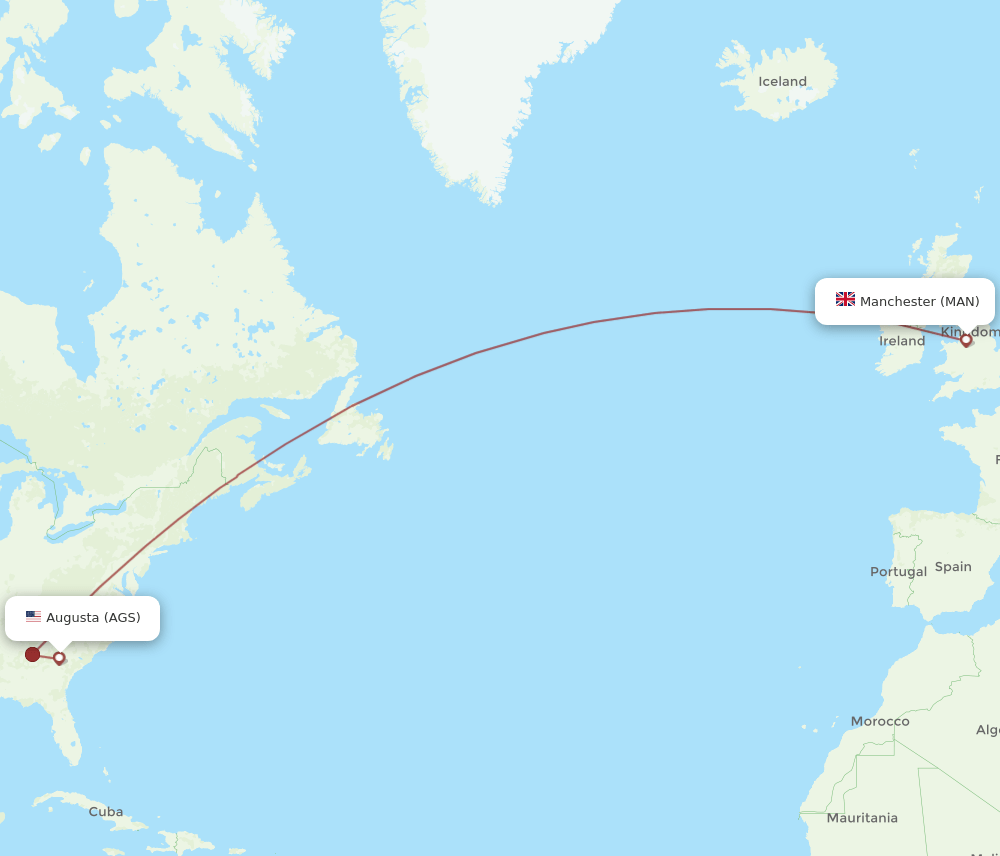 MAN-AGS flight routes