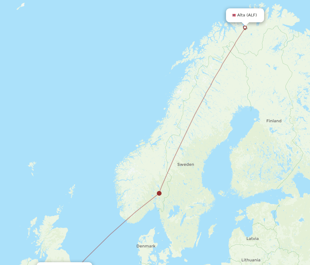 MAN to ALF flights and routes map