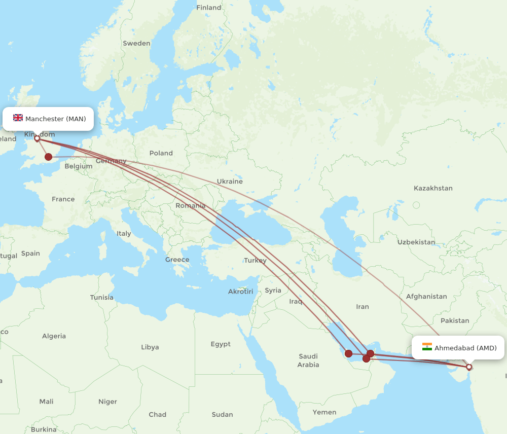 MAN-AMD flight routes