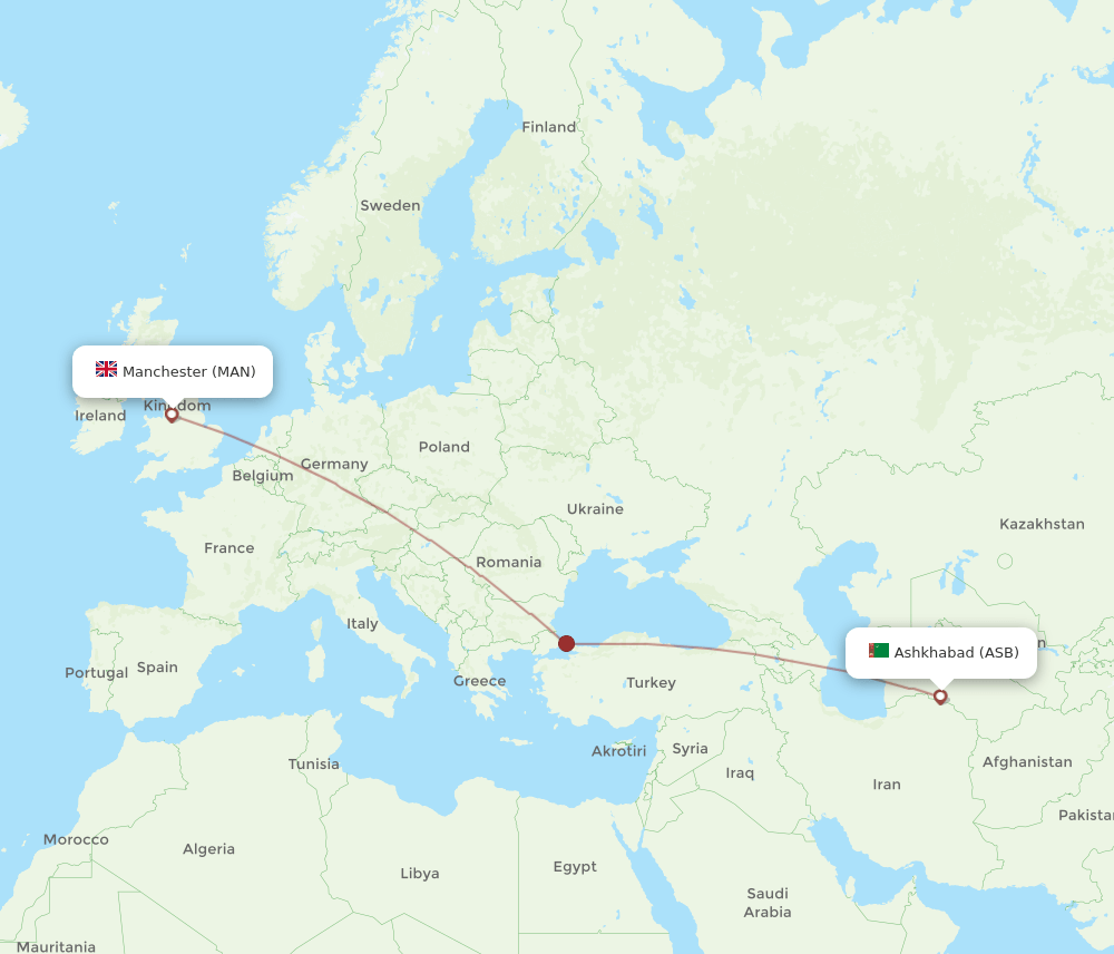 MAN-ASB flight routes
