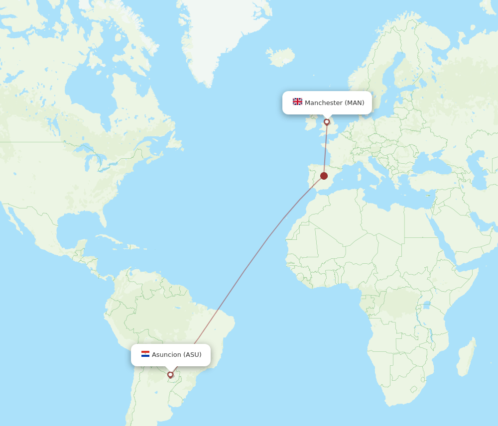 MAN-ASU flight routes